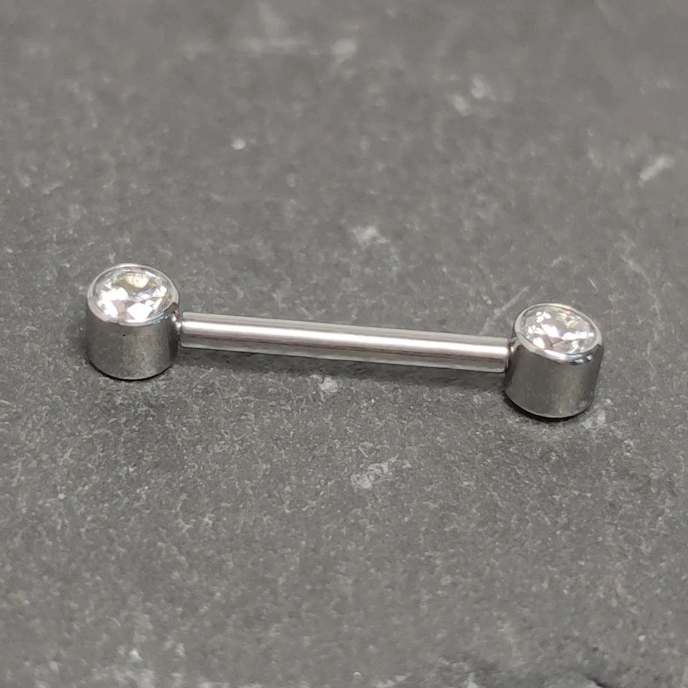 G23 Titanium Piercing Zircon 16G Septum Nipple Barbell Rings CZ Bezel Set Thread Nipple Shield Mamilo Piercing Women Jewelry