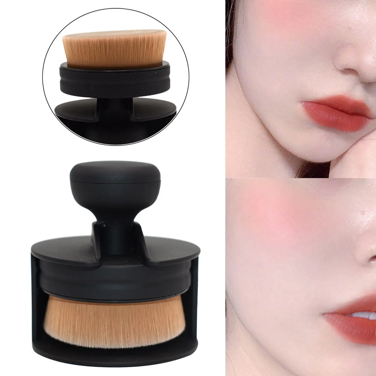 Conjunto de pincéis de maquiagem, base portátil, cabo ergonômico, cerdas de fibra natural, blush facial e pó para uso cosmético