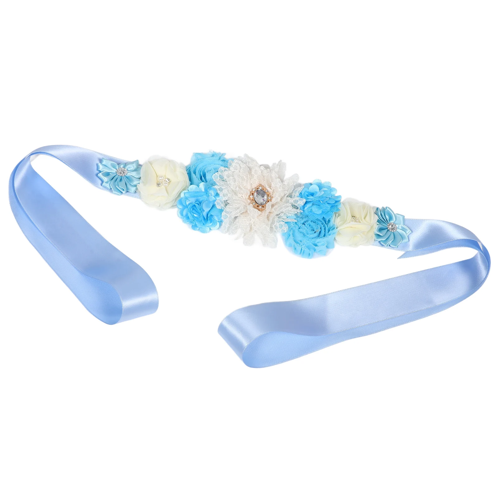 

2pcs Maternity Belt Pregnancy Sash Belly Flower Band Rhinestones Bridal Shower Family Photo Prop Vintage Adjustable Waistband