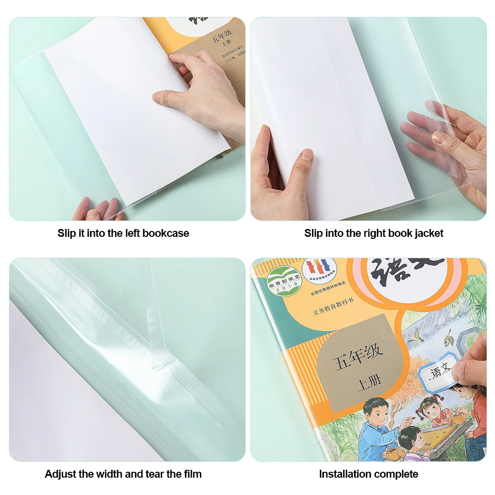 Capa do Livro Reutilizável Transparente, Proteção do Estudante, à prova d'água Notebook Slipcases, Seguro, fácil de instalar, 10Pcs por Conjunto