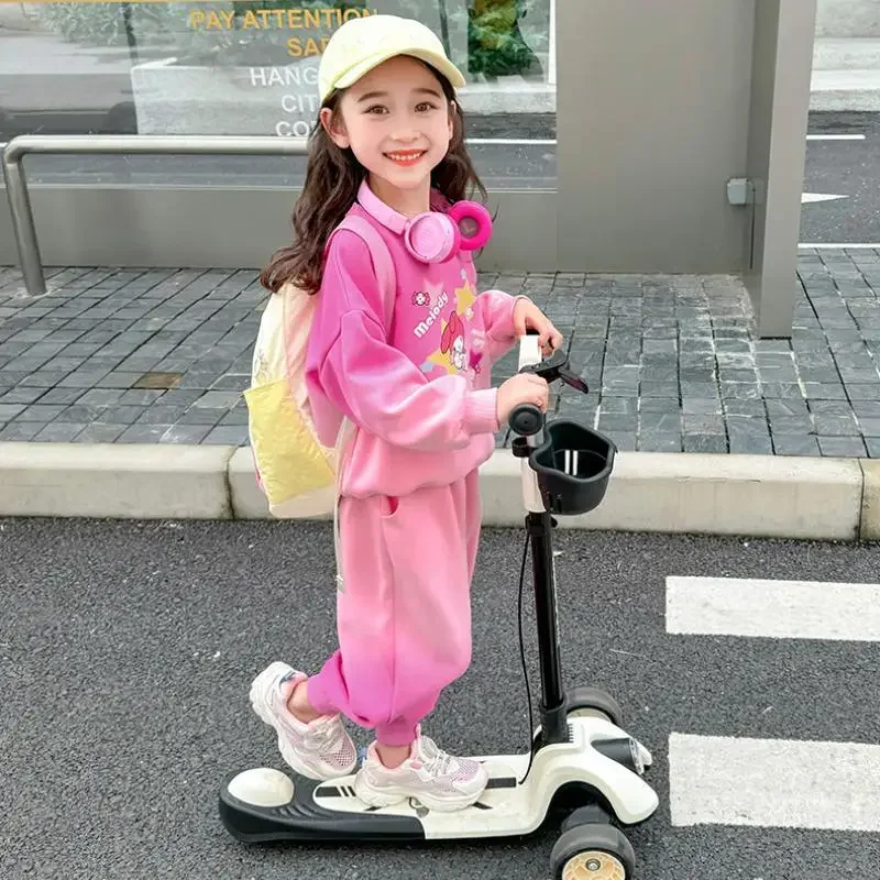 

Детская футболка с градиентом в стиле аниме Kawaii Kuromi My Melody, костюм Sanrio, толстовка, брюки, весна-осень, новый стиль, милый