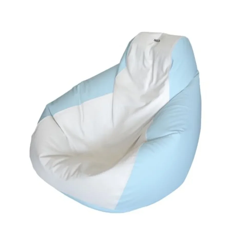 Teardrop Marine Beanbag for outdoor use, UV-resistant polyester fabric, navy blue with white trim, lightweight and quick-drying