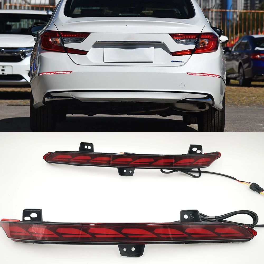 Car LED Rear Bumper Fog Lamp Brake Light Dynamic Turn Signal Light Bumper Decoration for Honda Accord Inspire 2018 2019