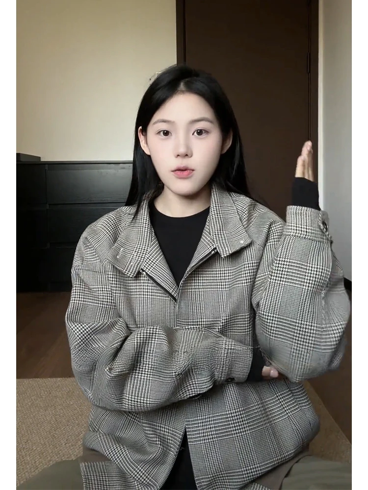 

Cleanfit Men's ort Stand Collar Jaet American Retro Sle Spring Autumn High Sensation Bird Patterned Outerwear