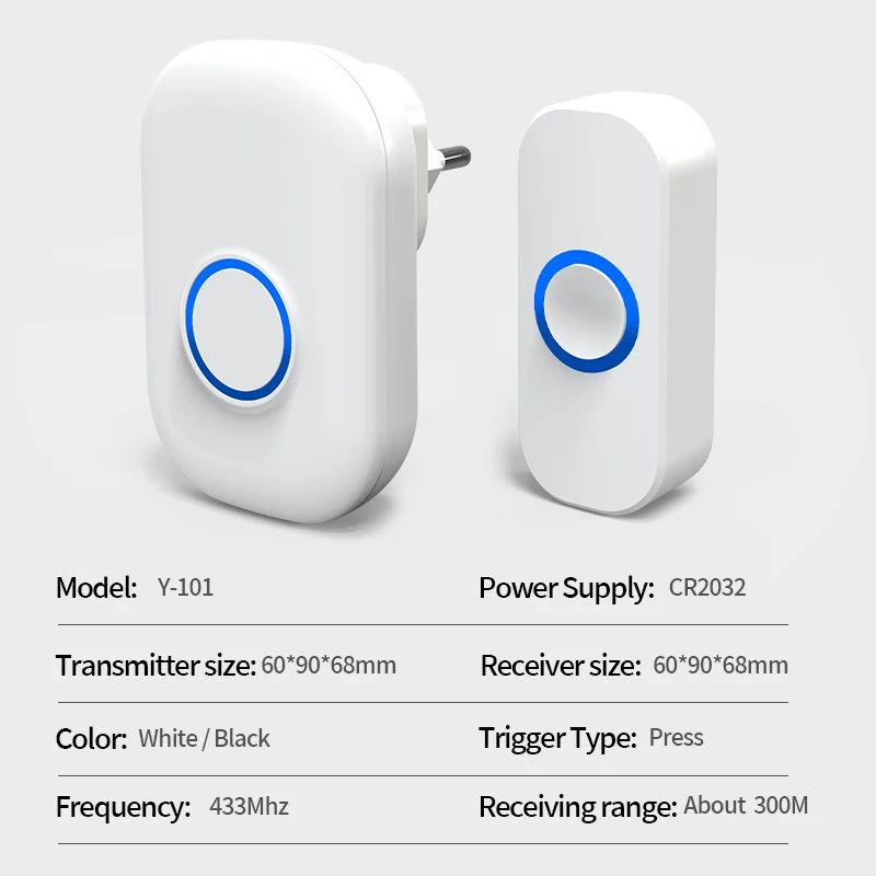

32 мелодии, беспроводная сигнализация с автономным питанием, приветственный звуковой сигнал для гостей, входной звонок, дверной звонок для домашней безопасности, дверное кольцо, вилка США/ЕС