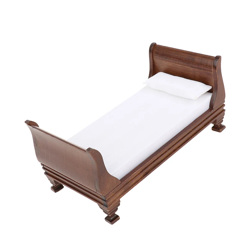 1 peça 1:12 casa de bonecas em miniatura móveis de madeira cama única acessórios para casa de boneca