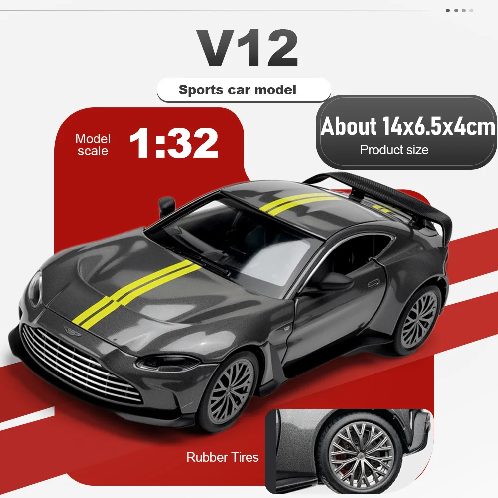 

Scale 1:32 V12 Valkyrie Car Model Toy Doors Opened Alloy Body Cars Rubber Tires Metal Diecast Vehicle for Child Hobby Presents
