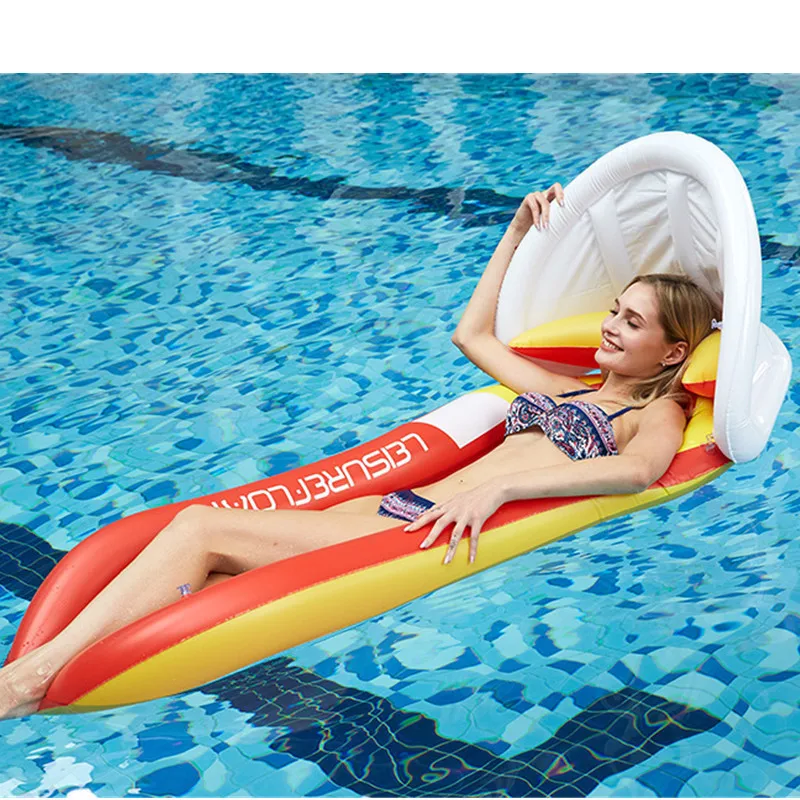 Sunroof floating bed with canopy, inflatable folding lounge chair, outdoor water bed, adult hammock backrest