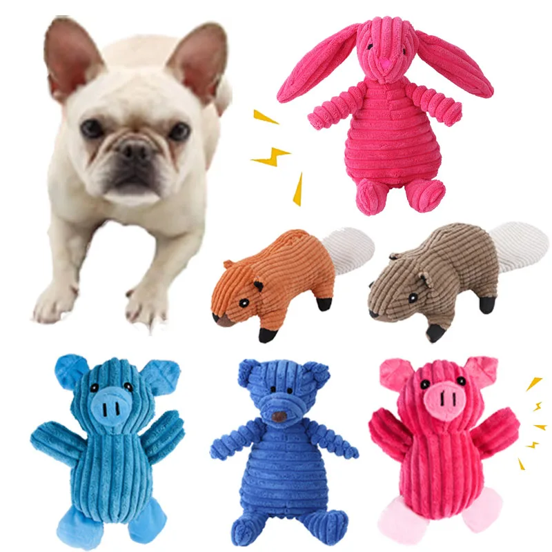 Fun Pet Toy Animals Shape Bite Resistant Squeaky Toys Corduroy Dog Cat Toys for Small Large Dogs Puppy Pets Training Accessories