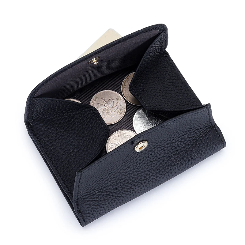 Coin Purse Folding Simple Genuine Cowhide Small Wallet Multi Card Wallets Card Holder Purses for Women Credential holder