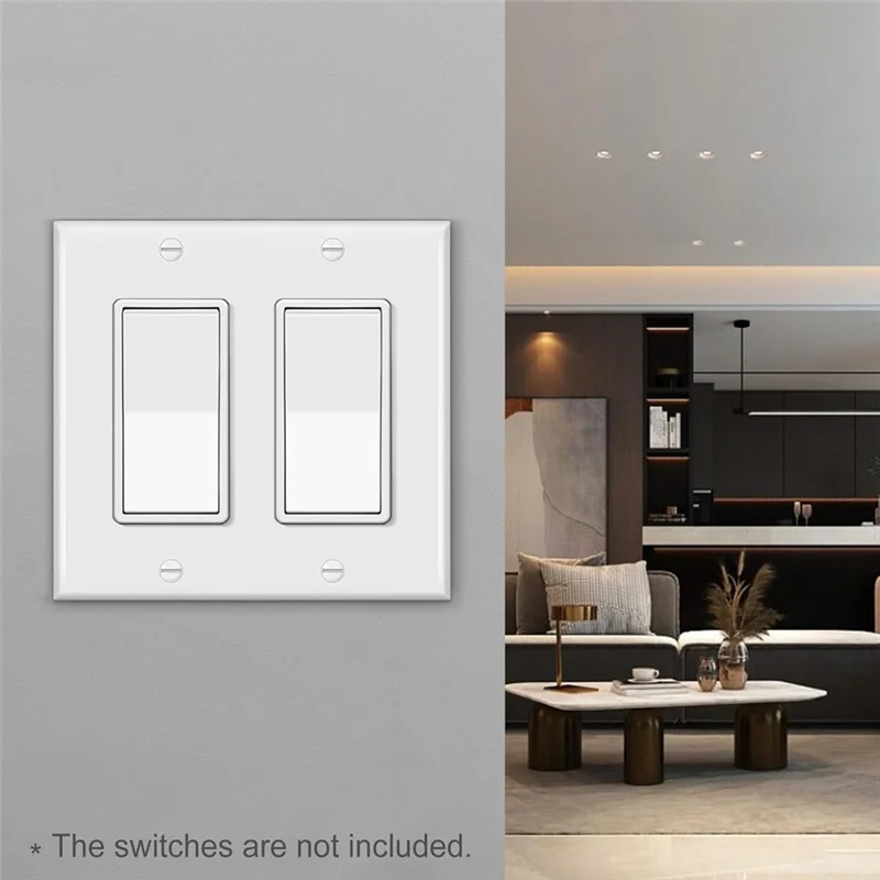 ABNP 10Pcs, Decorator Wall Plate 2 Gang Standard Size Outlet Cover For GFCI And USB Receptacles, H4.53Inch X W4.57Inch White