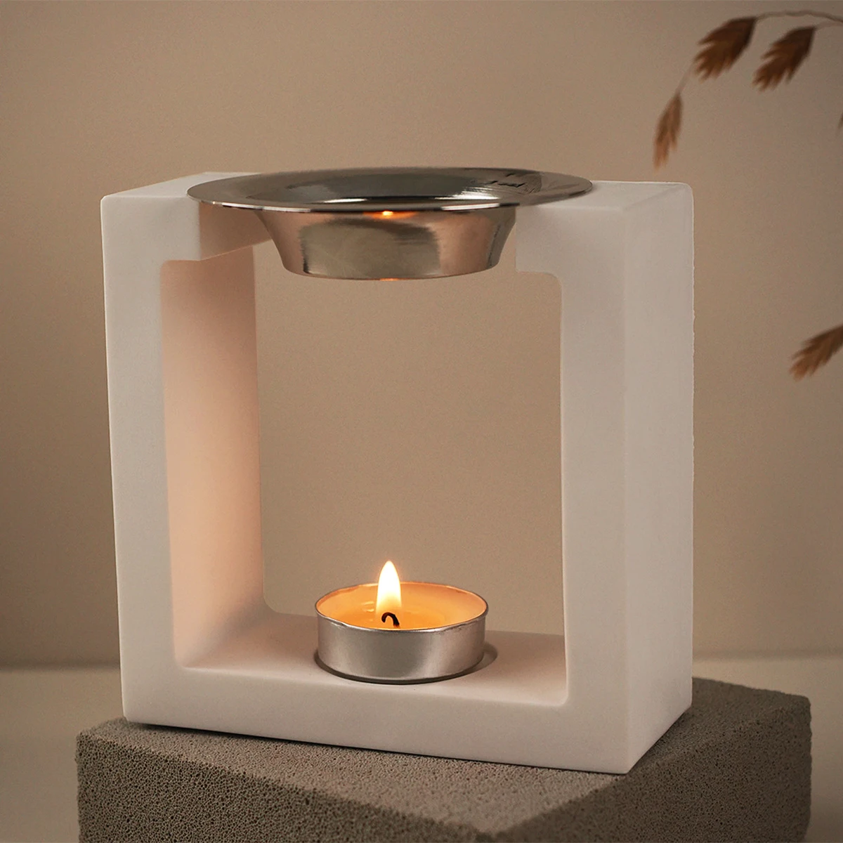 DIY Essential Oil Diffusion Candle Holder Silicone Mold Concrete Cement Aromatherapy Diffusion Furnace Mould Modern Home Decor