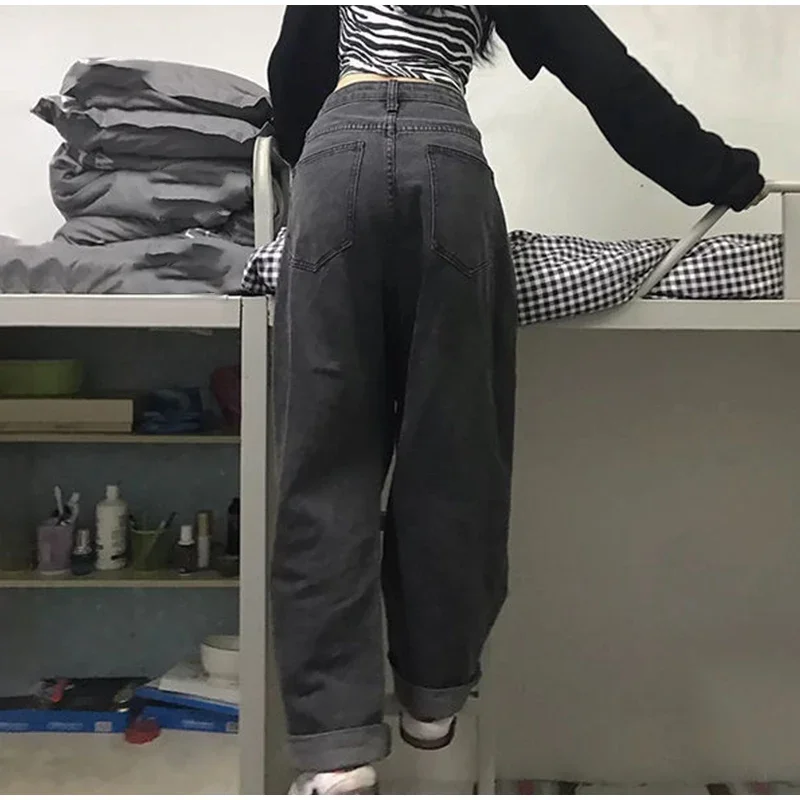 Vintage Adjustable High Waist BF Oversize Wide Leg Trousers Summer Baggy All-match Streetwear Retro Chic New Jeans Women Jeans