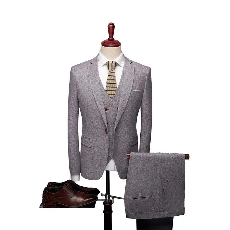 

072614 Men's suits slim fit business casual three piece suit