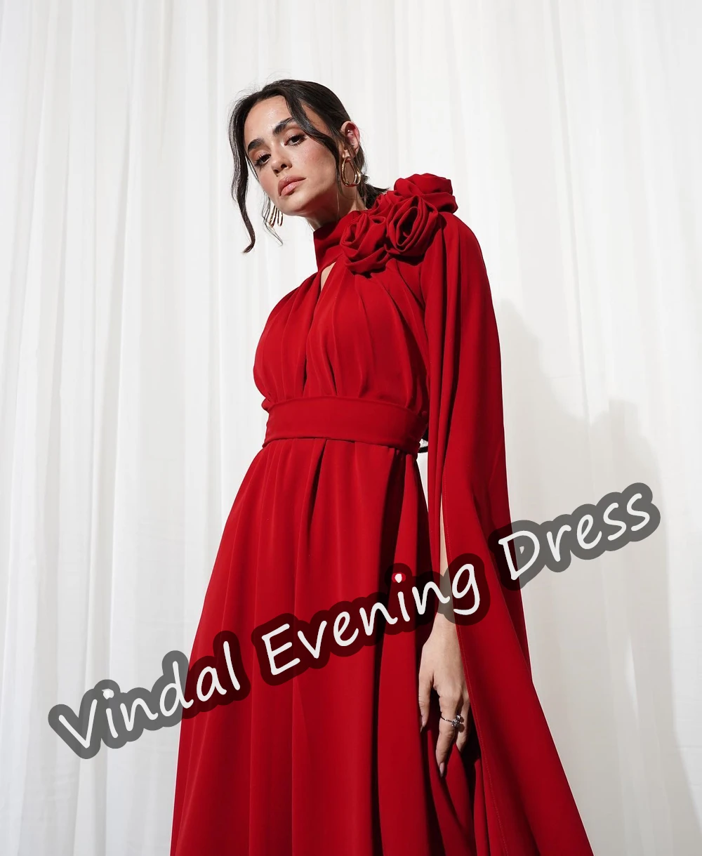 Vindal Scoop Neckline  Evening Dress Ankle Length A-Line Elegant Built-in Bra Satin Saudi Arabia Short Sleeves For Woman 2024