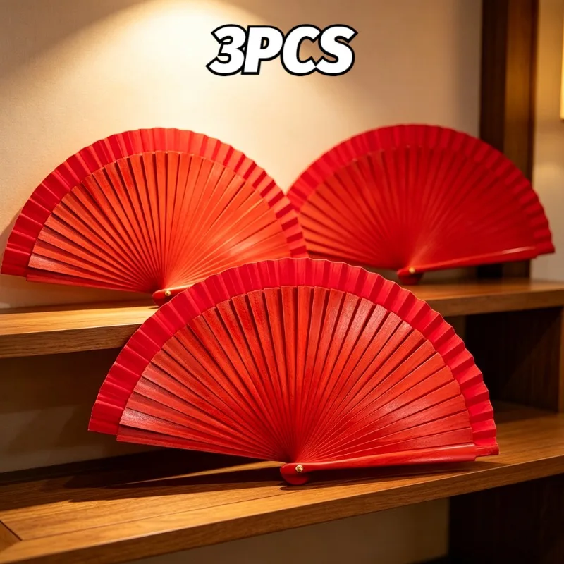 3pcsFoldingWoodHandFan Lightweight Folding Wooden Fan for Summer Cooling Lightweight Design Decorative Handheld Fan for Weddings