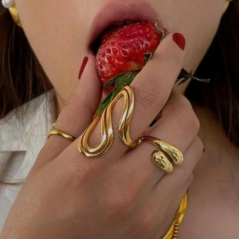 X4YA übertriebene Öffnungsringe Geometrische Ringe Handschmuck unregelmäßige Ringe verstellbare Ringe für Mode -Enthusiasten