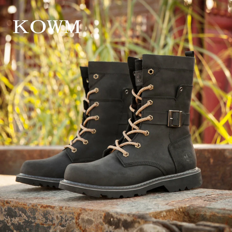 KOWM Hiking boots  Men waterproof hunting boots Tactical Desert Combat Ankle shoes Male trekking Women Leather Walking Sneakers