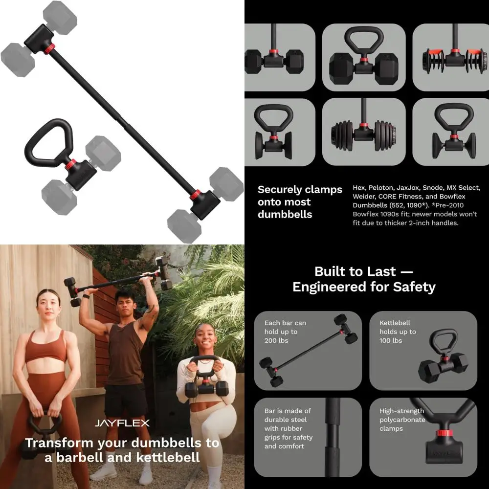 مجموعة محول الدمبل القابلة للتعديل إلى الحديد وKettlebell للياقة البدنية المنزلية - ما يصل إلى 200 رطل، معدات تدريب متعددة الاستخدامات