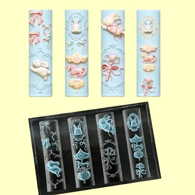 3D Transparent Silicone Nail Mold For Nail Art Design Relief Rabbit Angel Pattern Manicure Templates Tools Accessories