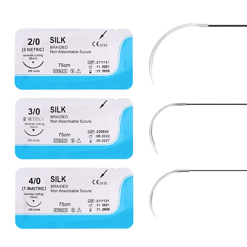 5 قطعة إبرة طبية للأسنان خياطة الموضوع ممارسة الجراحية خياطة الحرير غرز 2/0 3/0 4/0 تمارين المظاهرات التعليمية