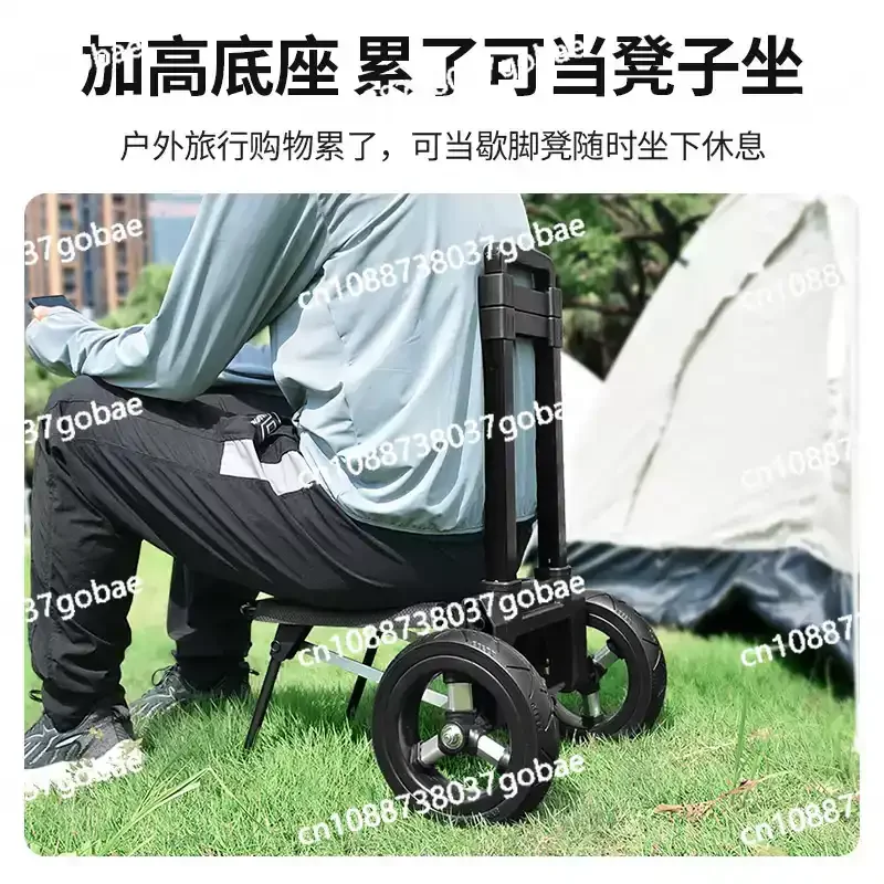 

Складная тележка-прицеп для дома, покупок, перевозки товаров, с выдвижной ручкой, для улицы, с большими колесами, ручная тележка