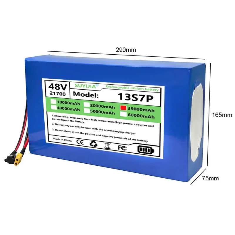Batterie Au Lithium 48V 35ah 13s7p 21700, 54.6v 800w 1000w 1200w 1440w, BMS Intégré 30a, Protection Des Circuits, Sans Taxe