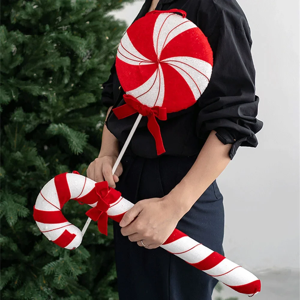 50cm bastones de caramelo de Navidad grandes esferas de Navidad árbol piruleta decoración adornos decorativos para decoración de fiesta en casa regalo de Navidad
