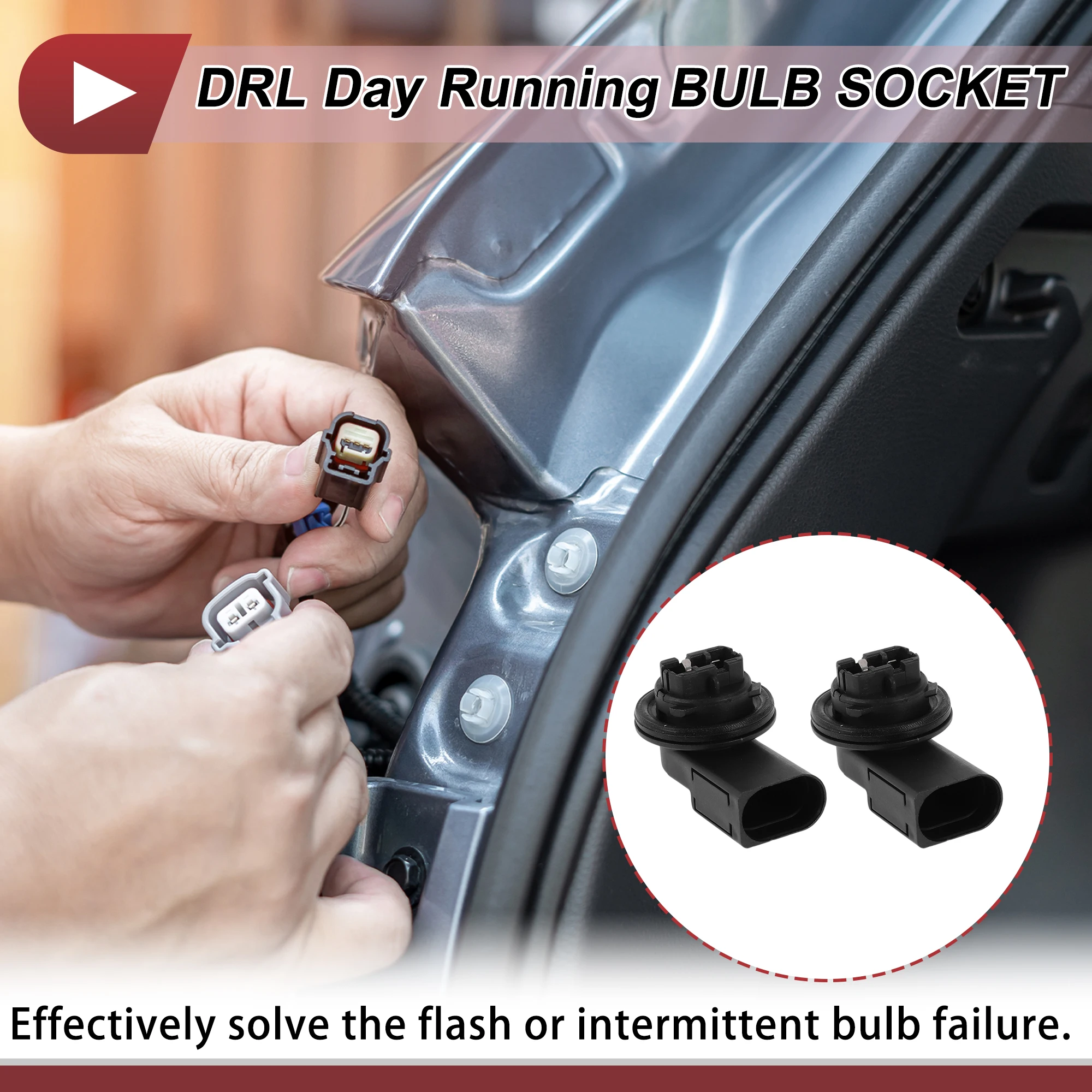 X Autohaux 2 قطعة DRL يوم تشغيل مقبس الإضاءة لشركة فولكس فاجن باسات B8 2015-2024 No.6C0941669 المصباح الكهربي موصل 2 دبوس
