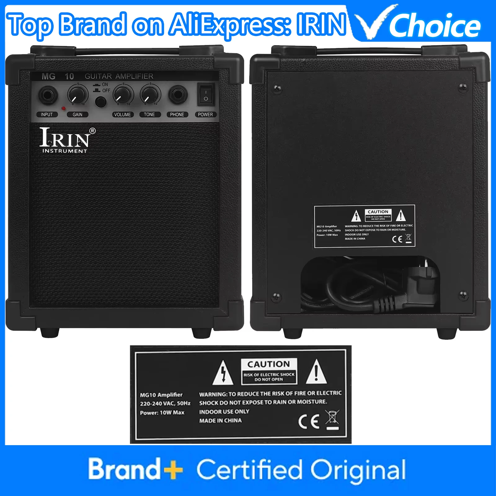 IRIN Guitar Amplifier Speaker MG10 10W AMP Loudspeaker Performance Amplifier for Electric Bass Guitar Accessories & Parts