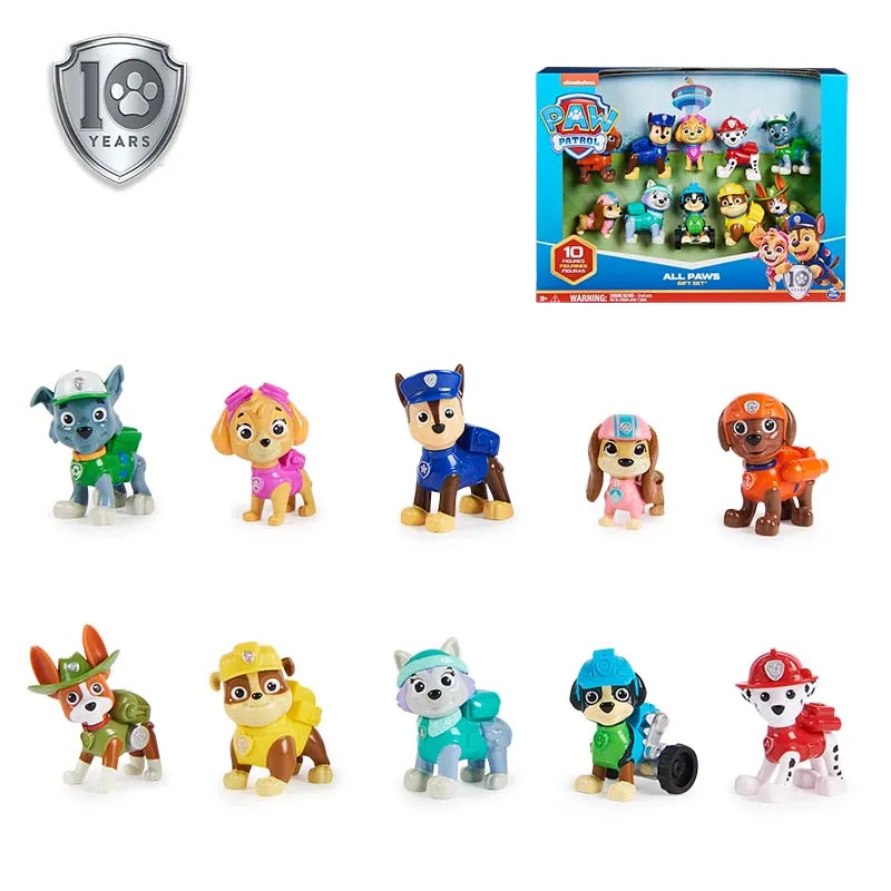 

Подлинная игрушка «Щенячий патруль», 10 шт./компл., 10-летие, все лапы на палубе, подарочная упаковка с 10 коллекционными фигурками, детские игрушки