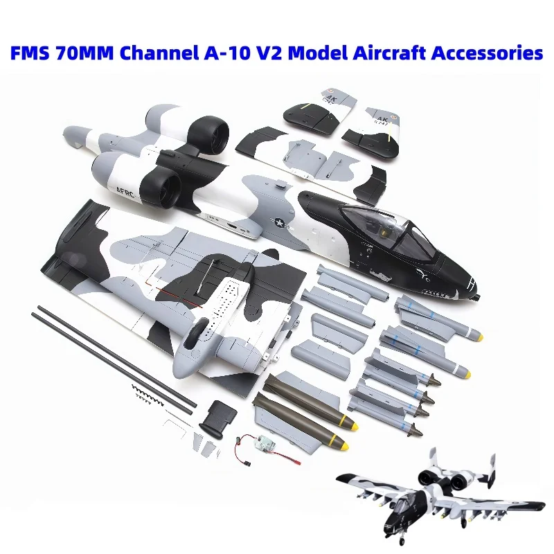 Fms 70mm A-10 V2 ensemble complet d'accessoires comprenant des ailes principales de Fuselage ensemble de train d'atterrissage à queue plate à queue verticale