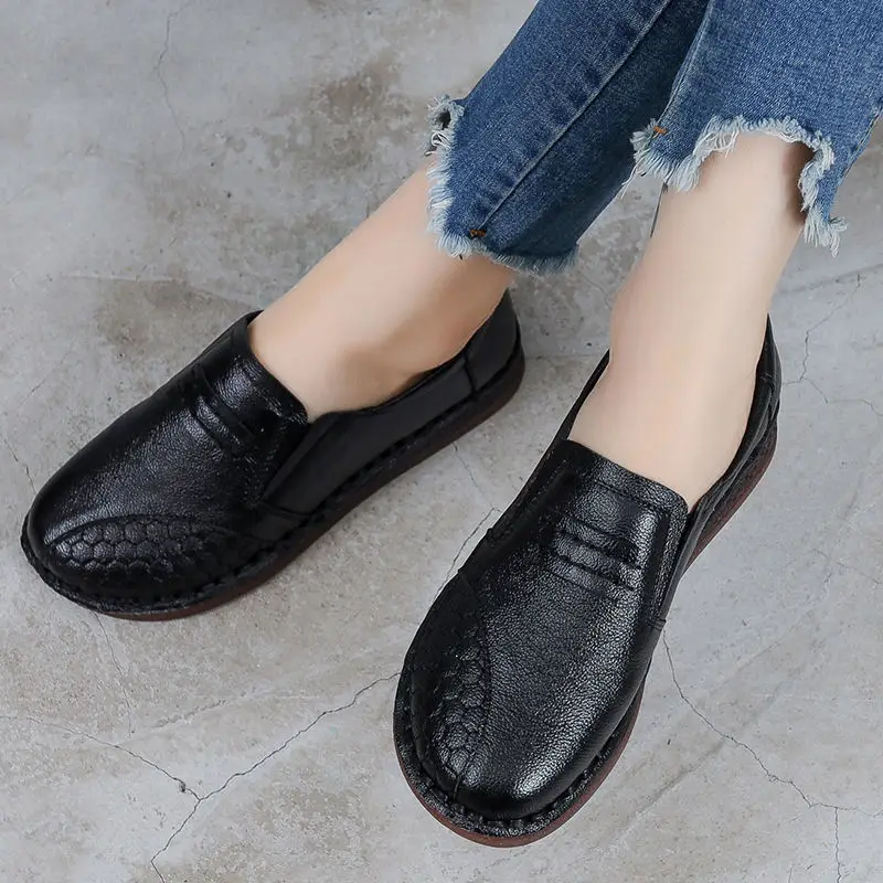 Summer Women Casual Shoes Leather Designer Women Sneakers Slip-on Ladies Loafers Shoes Lightweight Mom Moccasins Zapatos Mujer