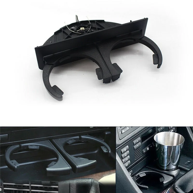 

5X Black Rear Dual Drink Cup Holder For-BMW 525I 528I 530I 540I 5 Series E39 Retractable 51168184520