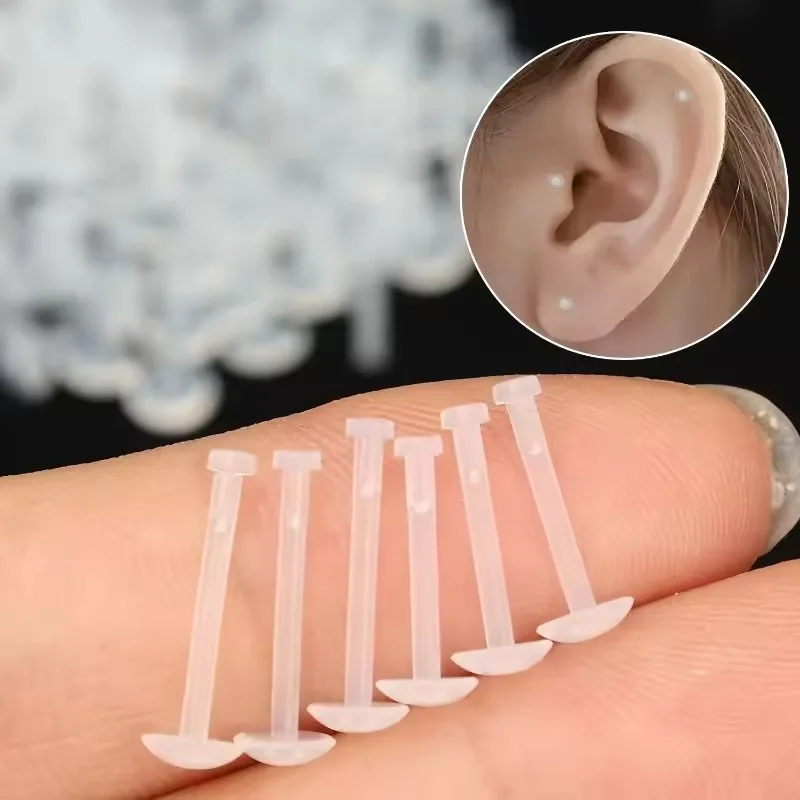 10/100pcs Transparent Soft Rod Invisible Earings Lip Nose Studs DIY Body Piercing Jewelry 6mm 8mm 10mm 12mm Cartilage Earrings