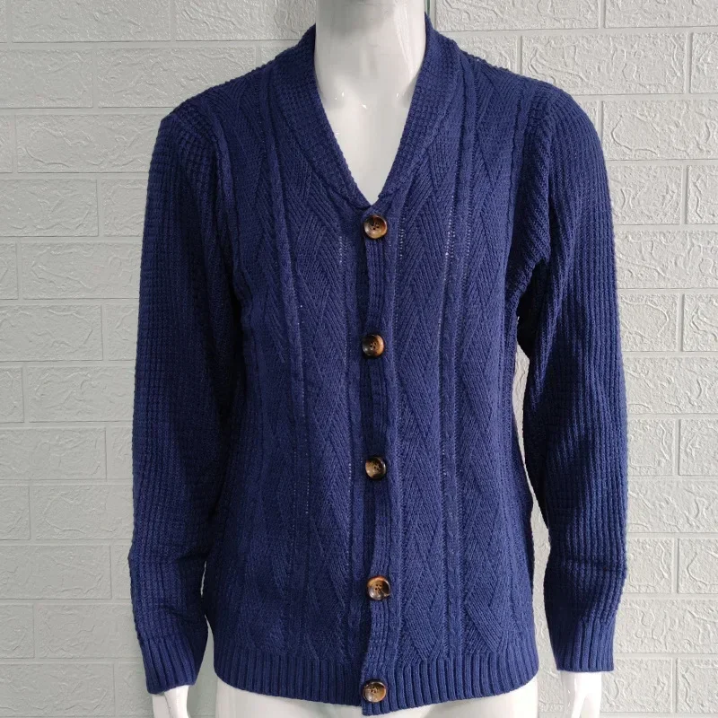 LIBIELIY New Style Men's Sweater Cardigan For Autumn And Winter, Solid Color, Buttoned, Long-sleeved, V-neck Knitted Sweater Coa