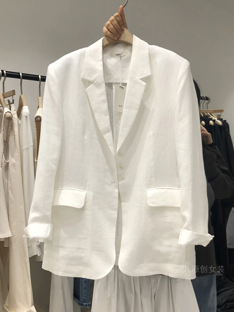 SuperAen linen blazer 2025 summer new loose casual high-end large-size cotton and linen  omen blazers and jackets