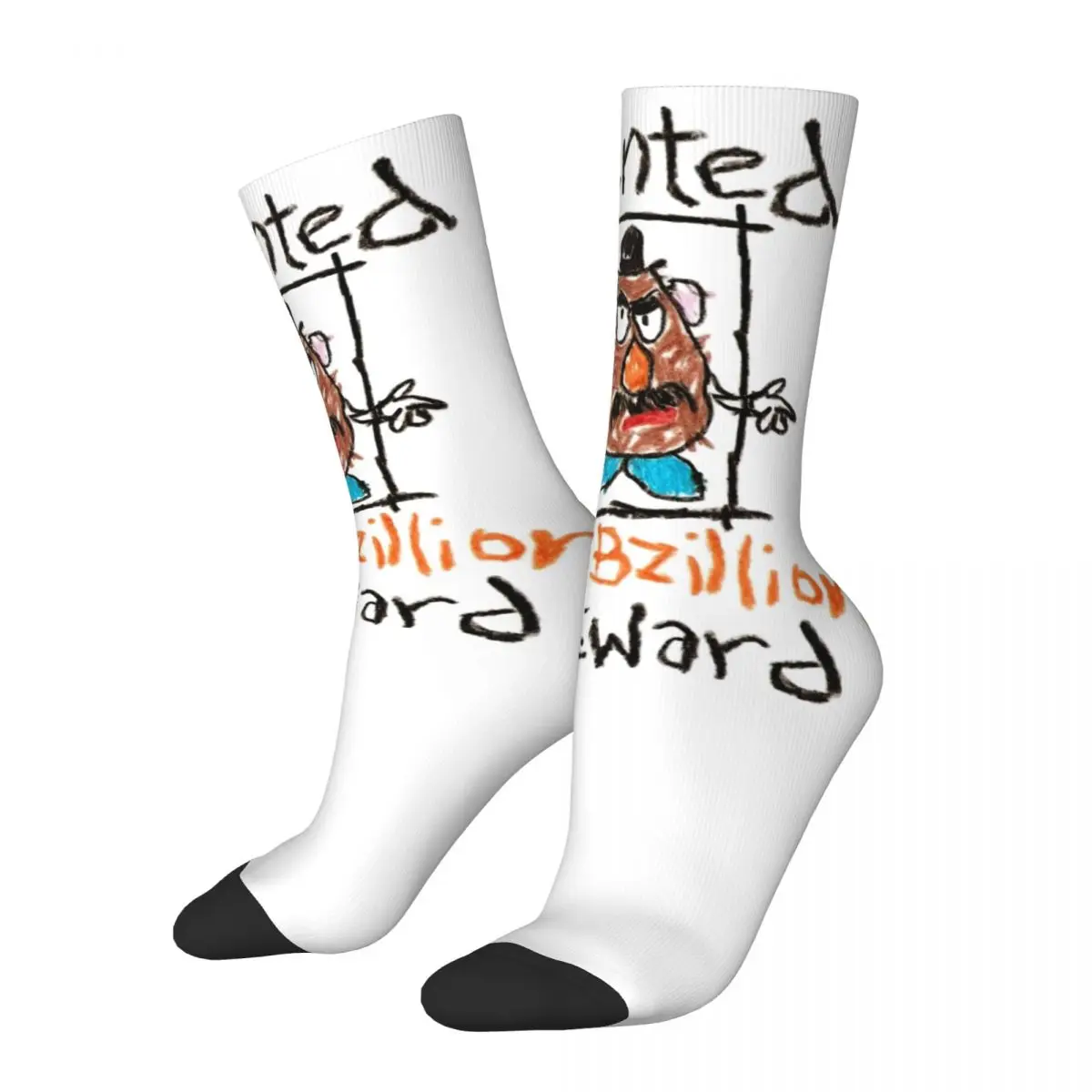 Harajuku Toy Story Wanted Mr.Potato Head Basketball Socks Polyester Crew Socks for Unisex Sweat Absorbing