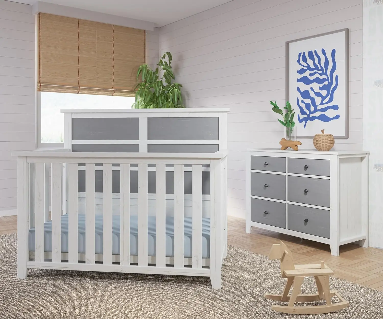 Child Craft Ocean Grove Crib And Dresser Nursery Set, 2-Piece, Includes 4-In-1 Convertible Crib And 6-Drawer Dresser, Grows