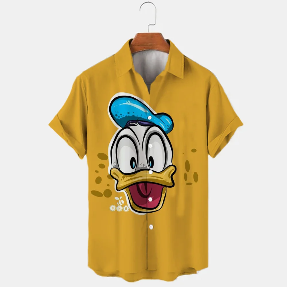 New Summer Fashion Street Trend Retro Boutique Unisex Top 3D Print Disney Donald Duck Mickey Mouse Temperament Men's Shirt