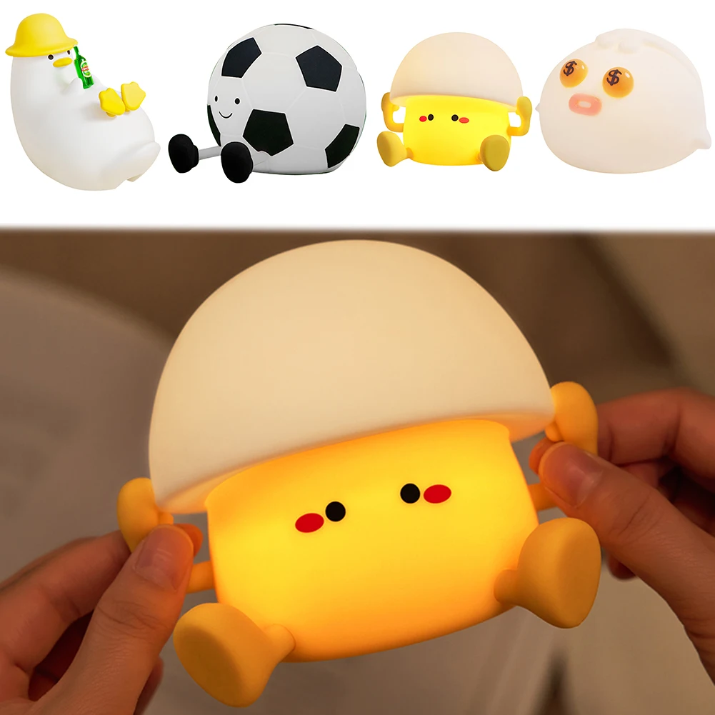 Siliconen Pat Nachtlampje Dierenbedlampje USB Oplaadbaar Schattig Kindernachtlampje Oogzorgzame Kawii Touch Lamp voor Bureaudecoratie