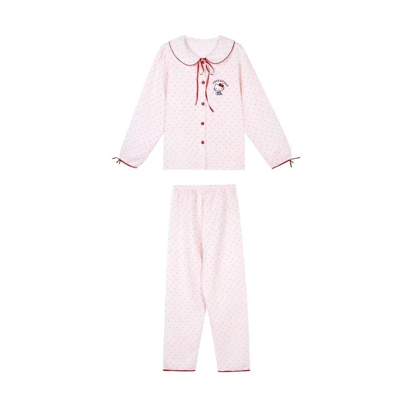 

Air Cotton Hello Kitty Pajamas for Girls in Autumn Winter Sweet and Cute Long-sleeved Trousers Set Thickened Warm Home Clothes