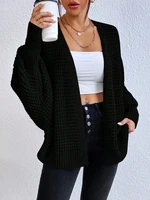 Fashionable and Elegant Solid Color Knitted Sweater V-Neck Mid Length Hollowed Out Cardigan Sweater Women's Top 4