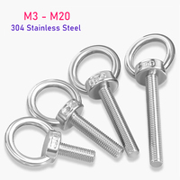 M3 M4 M5 M6 M8 M10 M12 M14 M16 M18 M20 304 Stainless Steel Eye Bolt Marine Lifting Eye bolts O-ring Eye Bolts Length:20-200mm