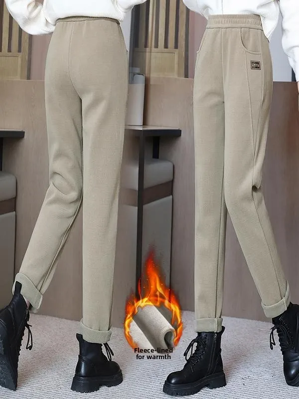 

Thiened Fce High Waist Warm Faionable Casual Pants Straight Leg Pants Comfortable Autumn Winter Women's Trousers