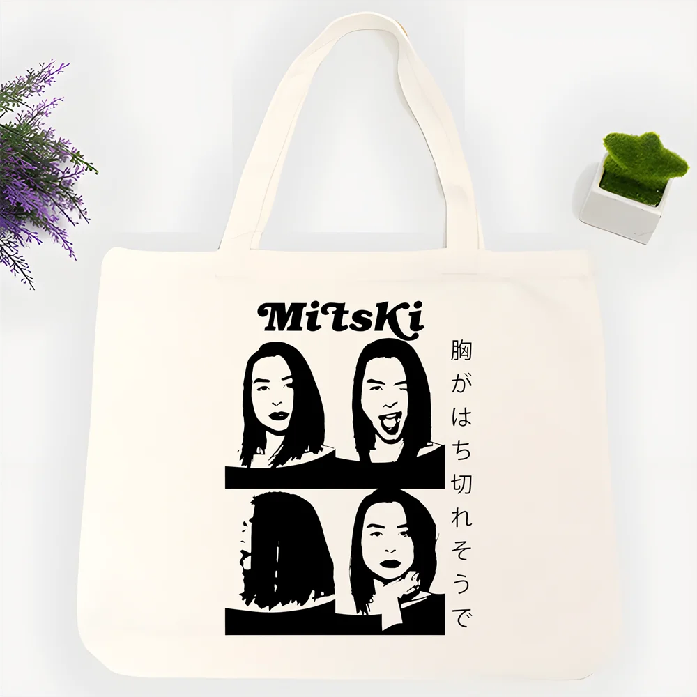 

Mitski Singer Be The Cowboy Bury Me At Makeout Creek Shopping Bag Print Original Design White Unisex Fashion Travel Canvas Bags