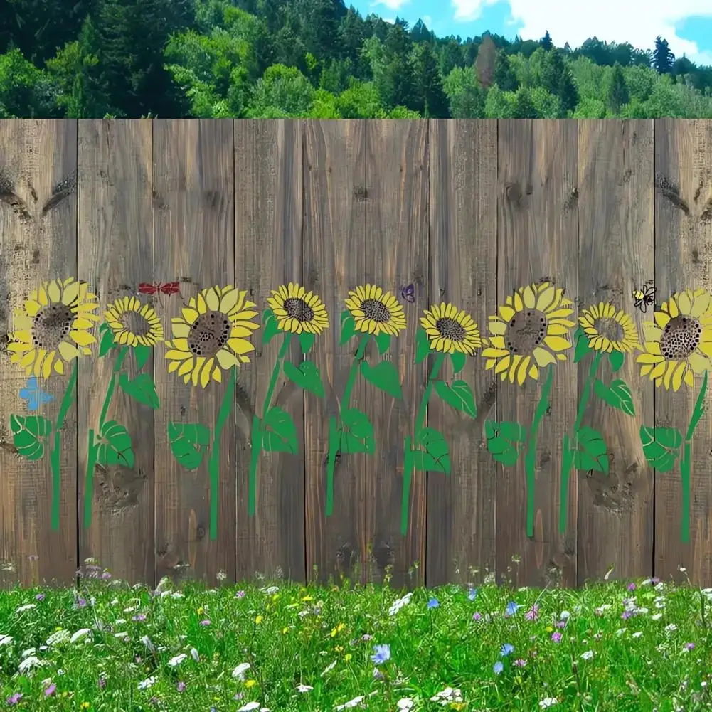 Plantillas de pintura para decoración de valla de pared, plantillas de formas de hoja de tallos de flores naturales, proyectos de bricolaje, plantillas de pintura