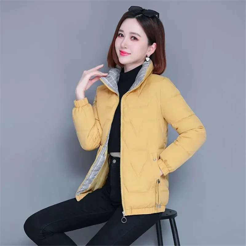 Veste Courte Rembourrée en Coton pour Femme, Manteau à Col Coloré, Poches, Couleur Pure, Nouvelle Collection Automne Hiver 2023