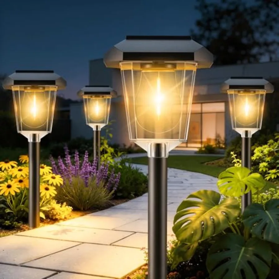 Solar Pathway Lights Outdoor, LED Solar Lights Outdoor Waterproof, Garden Light Solar Powered, Stake Landscape Lighting for Out