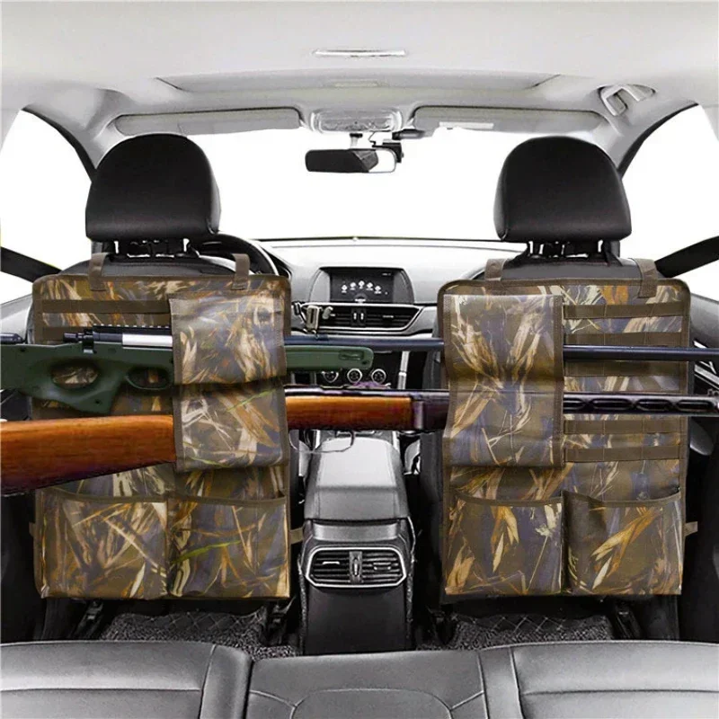 Tactical Seat Back Organizer Gun Rack Shotgun Holder Panel Universal Molle Vehicle Seat Cover Storage Pocket Gun Rack Holder